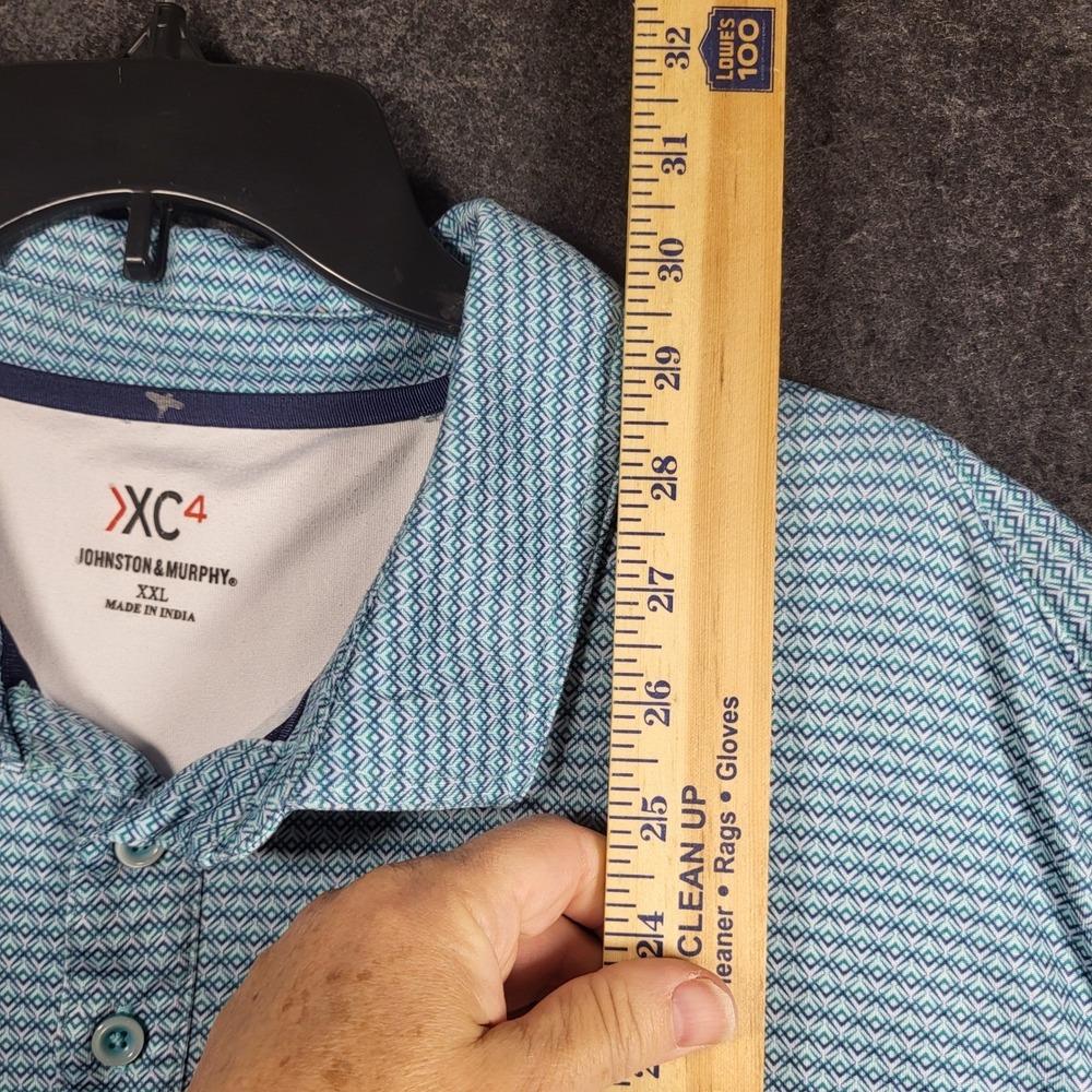 Johnston & Murphy XC4 Polo Shirt Mens XXL Blue Teal Geometric Performance Golf - Picture 7 of 9
